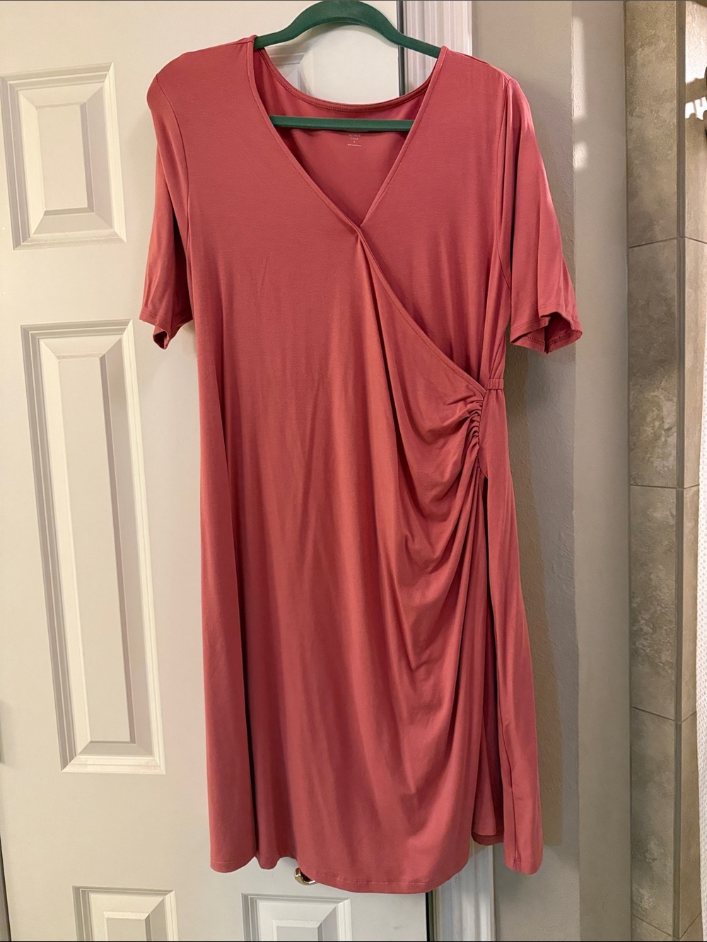 Old Navy Coral Maternity Fitted Faux Wrap Dress